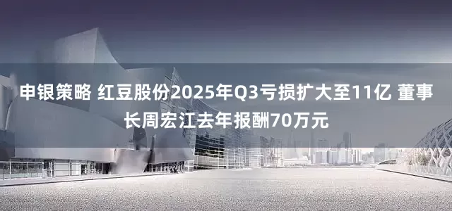 申银策略 红豆股份2025年Q3亏损扩大至11亿 董事长周宏江去年报酬70万元